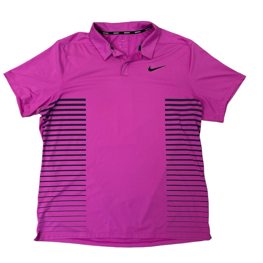 Nike Dry golf polo shirt men sz XL, dri-fit fiery rose/black Reed